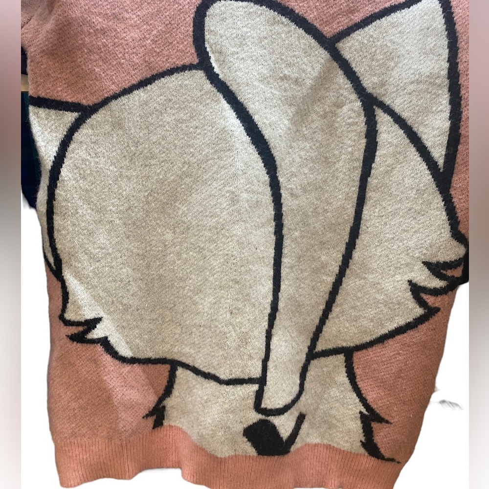 Vintage Pink & Black Happy Cat Face Butt Cozy Crewneck Knit Sweater Medium - Picture 4 of 5
